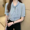 Moda femminile elegante camicetta con papillon in chiffon camicia casual da ufficio camicetta da donna estate per donna 210507