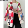 Blazer de mujer con estampado floral de doble botonadura Slim Fit Casual Moda Mujer Chaquetas Diseños Otoño Señora Traje Blazers 210520