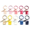 LLavero de monedero de charol con pulsera, 10 colores, llavero de borla de Color sólido, abalorios para mujer, accesorios de regalo