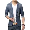 Leermodemerk Mannen Blazer Trend Jeans Suits Casual Suit Jean Jacket Slim Fit Denim Men's Blazers