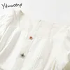 Yitimuceng White Solid Mini Short Dresses Women Spring Fashion A-Line Single Breasted Button Puff Sleeve Office Lady 210601