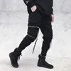 Мужские брюки Houzhou Black Cargo Punk Rave Joggers Men Jogging Tech White Осень Корейская уличная одежда хип-хоп на молнии ленты