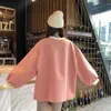 Hoodies kvinnor rosa hoodie o-hals fast alla matchar kvinnors pullover harajuku kläder kvinnor tjocka bekväma dagliga avslappnade toppar y0820