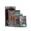 Sacs d'emballage cadeau arc-en-ciel d'hologramme réfléchissant de couleur 100pcs / lot Emballage cosmétique Pochettes en plastique holographique Myar