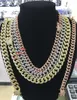 10mm 12mm Iced Zircon Cuban Necklace Chain Hip hop Jewelry Gold Color Copper Material CZ Clasp Mens Necklace Link 18-28inch X0509