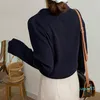 Damskie swetry Syiwidii ​​Sweter Spadek 2021 Kobiety Collar Swetry Koreański Top Czarny Beżowy Casual Dzianiny Japońska Moda Zima