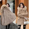 Vielleicht Cotton Thicken Warm Autumn Winter Jacket Coat Women Casual Long Parka Clothes Fur Lining Hooded Coats 211013