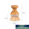 2 PCS Bamboo Pot Pennello Rotondo Mini Scrub Natural Wet Pulizia Scrubber per lavare piatti verdure