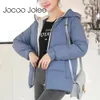 Women Zipper Parka Short Cotton-padded Jacket Hooded Warm Winter Jackets Harajuku Drawstring Coats Outwear 210428