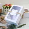 Wit Zwart Kraft Paper Gunst Gift Box PVC Clear Venster Cookies behandelt dozen Bruiloft Decoratie Candy Box