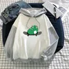 Women's Hoodies Cute Frogs Printing Skateboard Print Stitching Oversized Long-sleeved Plus Velvet Hoodie Sweater