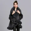 Halsdukar Imitation Cashmere Mode Dam Pälskrage Vinter Varm Stickad Elegant Party Oversized Poncho Sjal för kvinnor