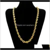 Necklaces & Pendants Drop Delivery 2021 Gold Rope Chains For Men Fashion Hip Hop Necklace Jewelry 30Inch Thick Twist Link Chain Lmxkq