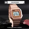 Wristwatches SKMEI Retro Men's Digital Watches Squart Dial LED Light Chronograph Date Week Stainless Steel Male 50m Waterproof Clocks Reloj