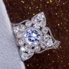 Wedding Rings Huitan Trendy Hollow Flower Ring CZ Special Day Gift For Wife Factory Whole Female Dazzling Micro Paved9215788