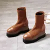 Morazora Prawdziwej Skóry Buty Sexy Wedgs Platformy Platies Buty Jesień Zimowe Klasyczne Buty Dla Kobiet Czarny 210506