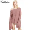 Spring Off Shoulder Swetry Sweter Kobiety Duży Rozmiar Sweter Kobiet Dzianiny Topy Loose Otwarty Znosić Ren Sleeve 210514