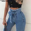 Kobiety Wysoka talia Dżinsy Sexy Denim Harem Spodnie Dżinsy Streetwear Loose Black Plus Size 210809