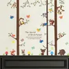 Forêt Animaux Singe Lapin Oiseau Arbre Sticker Mural Enfants Chambre TV Fond Canapé Sticker Art Décor À La Maison Affiche Murale 210420