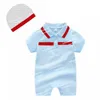 Retail Baby Romper com tampa branca Set algodão Stripe Macacão Bodysuit recém-nascido Crianças one-peça onesies jumpsuits escalando roupas