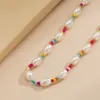 Koreanska imitation pärlkedja halsband för kvinnor tjejer söt regnbåge strand pärla choker y2k estetiska smycken gåvor nya