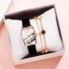 Wristwatches Rosa Marmor Zifferblafrauen Lederband Quarz Armband Damen Armbanduhr Mit Luxus Gold Schmuck Uhr Geschenk