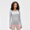 Yoga Outfit Élastique Gym Chemises LU-97 À Manches Longues Femmes Slim Mesh Running Sport Veste À Séchage Rapide Noir Fitness Sweats Tops