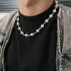 2021AW, nuevo diseño de nicho, collar de costura de perlas espinosas, moda Hip Hop, accesorios de cadena de clavícula de acero de titanio