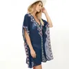 Strand Cover Up Jurk Robe de Plage Bikini Cover Geborduurde Zomer Draag Kaftan Vrouw Tuniek Pareo # Q888 210420