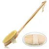 Brosses de nettoyage en bois Brosse à poils naturels Brosse Massager Bain Douche Douche Poignée longue Back Spa Scrubber 7 * 42cm