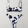 JyoJyo Sexy Cow Print Bikinis 2021 Mujer Bandeau Swimsuit Women High Cut Swimwear Female Bathing Suit Bathers Swim Summer Women's