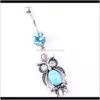 Bell Rings Drop Delivery 2021 D0696 (1) Owl Artikel Aquadot Color Navel -knapp Piercing Jewlery 1Dot6*11*5/8 Belly Ring Body Jewelry Haq7K