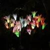 2pcs énergie solaire 4 LED lis fleur s'allume multicolore changeant extérieur jardin patio cour pieu lampes