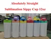 US Stock 12oz Sublimation Straight Sippy Cup Children Water Bottle 350ml Blank white Portable Stainless Steel vacuum insulated Drinking tumbler for kids 6 colors