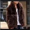 Mäns Fur Faux Apparel Mens Winter Coat Cool Warm Fashion Brown Black Male Plus Storlek S-XXXL Drop Leverans 8WLBG