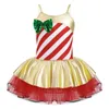 Barnflickor Ballettklass Dancewear Kläder Ballerina Kostymer Fairy Party Stripes Sequins Tulle Tutu Klänning för scenprestanda G1026