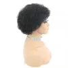 Kambodjanska människoleger Afro Kinky Curly Glueless peruk för svart kvinna Natural Color Machine Made