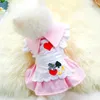 Cute Dog Princess Dress Summer Pet Ubrania Małe Psy Urodziny Urodziny Turn Neck Tutu Sukienki dla Yorkies Chihuahua Puppy Cat