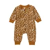 Casual Neugeborenen Baby Mädchen Jungen Langarm Overall Baumwolle Pflanzen Gedruckt Rundhals Taste Unten Kleinkind Infant Lange Strampler