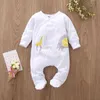 Född Baby Boy Girl Romper Långärmad Bomull Brev Jag älskar Daddy Mummy Animal Print Jumpsuit Spädbarn Pajama Outfits 210722