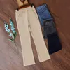Calças femininas capris corduroy mop jeans para mulheres primavera / verão 2021 cintura alta solta e emagrecimento perna larga versátil