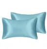 In Stock Pillow Case Solid Silky Satin Skin Care Pillowcase Hair Anti Queen King Full Size Cover in stock 2PCS sxa14