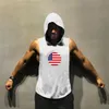 MuscleGuys Gymwear Brand Clothing Bodybuilding och Fitness Mens Tank Top Hoodies Bomull Ärmlös Stringer Vest Sporting Shirts 210421