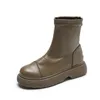 Stiefel Weiße Knöchelschuhe Schnürstiefel mit flachem Absatz-Damen-Luxus-Designer-runde Zehen-Clogs-Plattform-Niedrige Damen 2021 Botas De Mujer