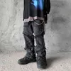 Unclutonjm Hip Hop Flare Jeans Men Kläder Wide Leg Streetwear Black Goth Kläder för Z69 211111
