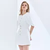 TWOTWINSTYLE Solid Color White Summer Jumpsuit For Women Puff Sleeve High Waist Wide Leg Shorts Elegant Jumpsuits Female 210517