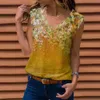 Women Summer Floral Print Vest Top Fashion Sexy SleevelLoose Blouses Shirts Casual O Neck Pullover Streetwear X0507