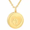 20x20mm Round Shape Stainless Steel Memorial Urn Pendant Single Paw Print Heart Cremation Ashes Jewelry Necklace for Pet