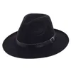 Mężczyźni Kobiety szerokie wełny Big Razem Fedoras Hat Spring Autumn Women Fedoras Top Hat With Belt Bugacz Jazz Caps Gorras Y1118714766816