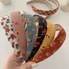 Retro Çiçek Ekose Baskı Hairband Çerçeve Hoop 2021 Moda Yıkama Bantlar Kadın Kızlar Saç Aksesuarları Şapkalar